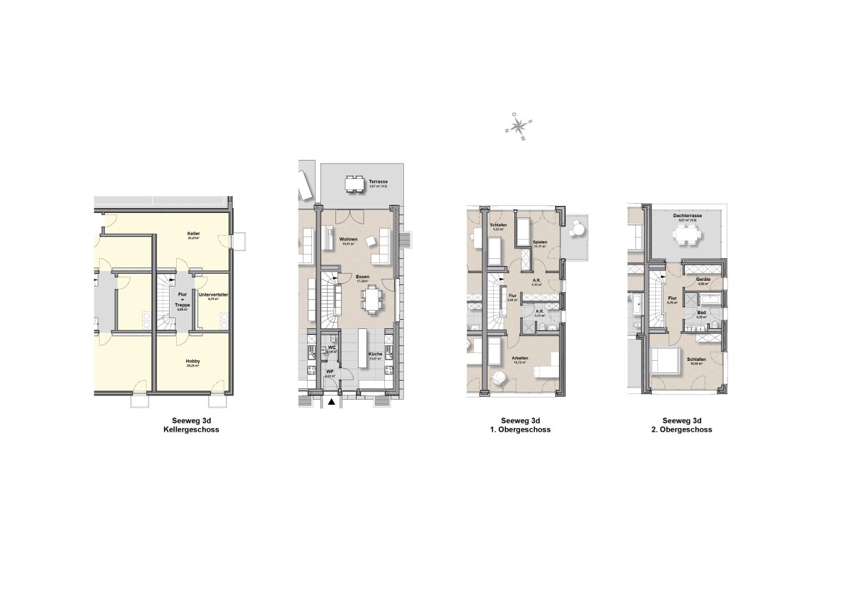 Town-Haus Seeweg 3d- KG-2.OG - Grundrisse