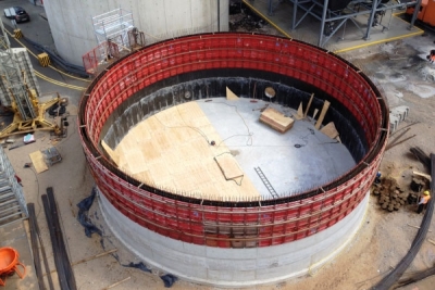 Bau eines Stahlbeton-Rundbehälter im Süden von Berlin Baruth/Mark