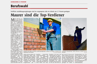 Maurer Bestverdiener unter den Auszubildenden
