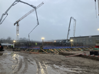 Betonage der Bodenplatte Rottetunnel Projekt Trappenfelde