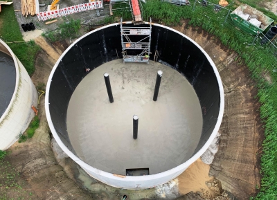 Neubau von 2 Stahlbeton-Rundbehältern - Erweiterung Kläranlage (Telgte).