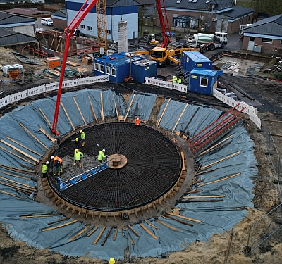 Betonage der trichterförmigen Sohle im Absetzbecken Emsdetten