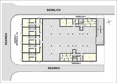 Tiefgarage u. Parkplätze